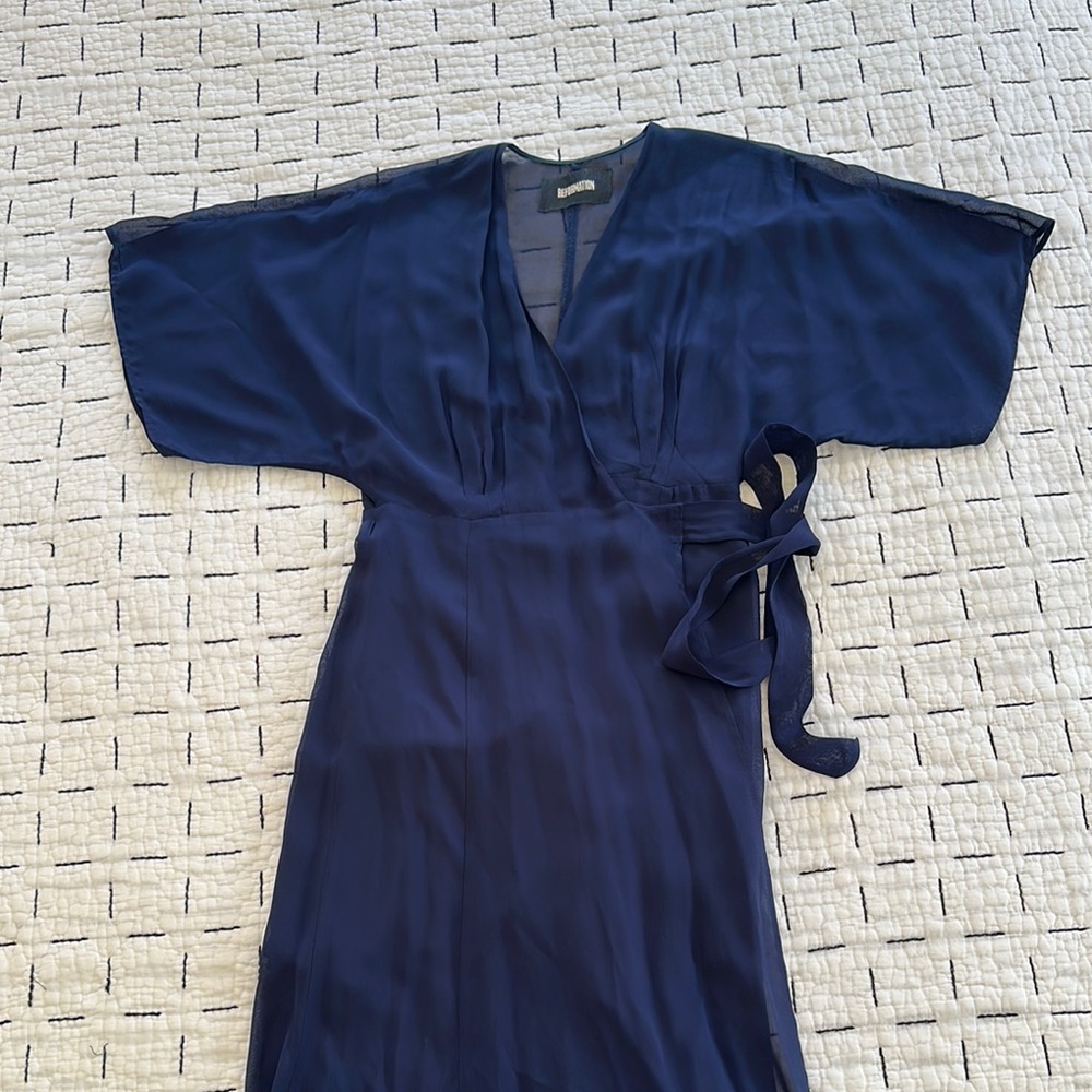 Elegant Navy Wrap Dress